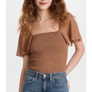 Theory Brown Smocked Women's Top